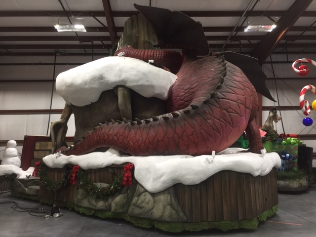 Shrek House and the Dragon Sculptures Universal Studios Christmas Parade